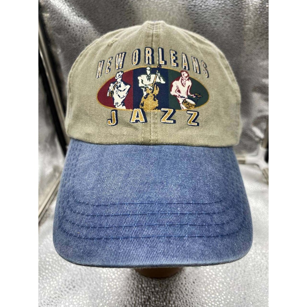 Cobra New Orleans Jazz Hat Mens OSFA Khaki Blue Two Tone Embroidered Souvenir